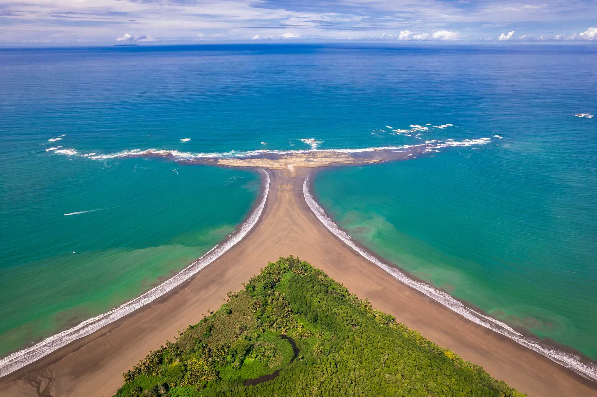 Bahia Ballena whale tail aerial beach view